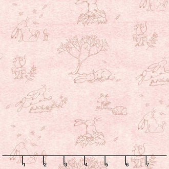 Guess How Much I Love You - Bunnies Toile Light Coral Yardage