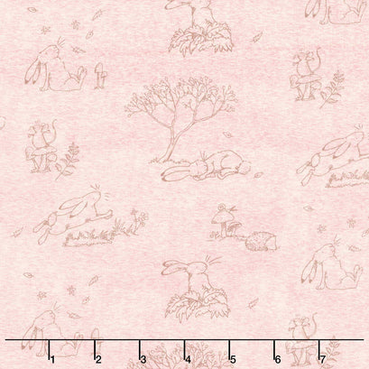 Guess How Much I Love You - Bunnies Toile Light Coral Yardage