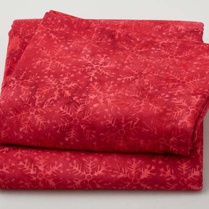 Winter Wonders Batiks - Snowflake Hexagon Cherry 5 Yard Cut