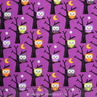 Ghouls and Goodies - Ghouls Owl Purple Glow in the Dark Yardage
