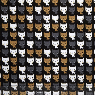 Suzy's Minis - Cats Black Yardage