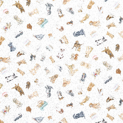 Whiskers & Paws - Dogs Tossed White Yardage