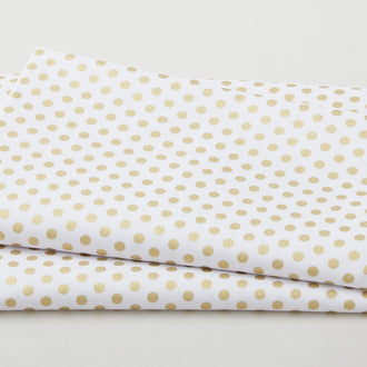 Jingle and Mingle Metallic - Golden Dot White Metallic 2 Yard Cut