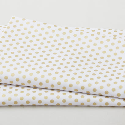 Jingle and Mingle Metallic - Golden Dot White Metallic 2 Yard Cut