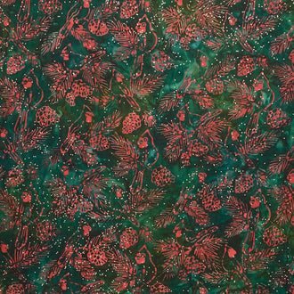 Artisan Batiks - Joyful Holidays Cardinals Pine Metallic Yardage