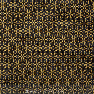 Imperial Collection - Crimson Star Medallion Black Metallic Yardage