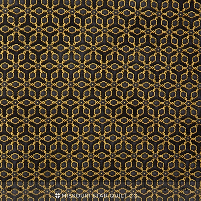 Imperial Collection - Crimson Star Medallion Black Metallic Yardage