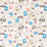 Novelty - Timeless Treasures - Route 66 Antique Map Natural Yardage Primary Image
