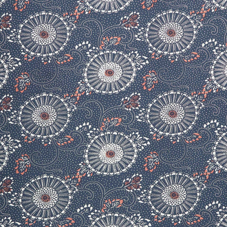 Indigo Blooming - Kiku Midnight Yardage