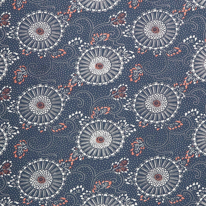 Indigo Blooming - Kiku Midnight Yardage