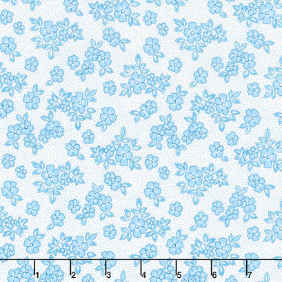 At the Cottage Favorites - Tonal Flowers Blue Yardage