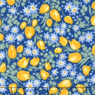 Sunshine Garden - Flowers Navy Yardage