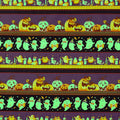 Boo Whoo - Border Stripe Purple Black Glow Yardage Alternative View #1