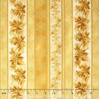 Holiday Flourish - Holiday Stripe Antique Metallic Yardage