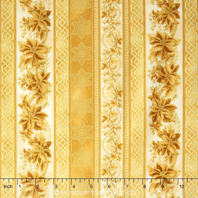 Holiday Flourish - Holiday Stripe Antique Metallic Yardage