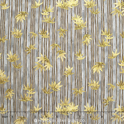 Akiko - Neutral Bamboo Taupe Metallic Yardage