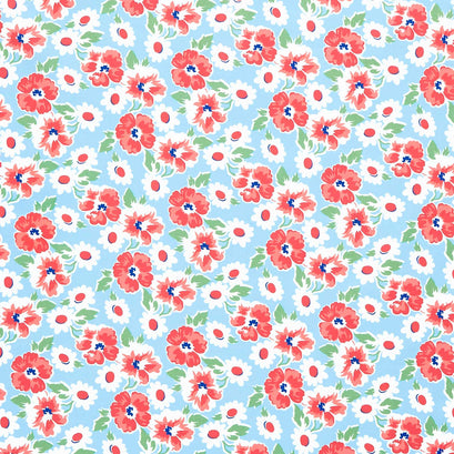 Garden Party - Party Petals Blue Yardage
