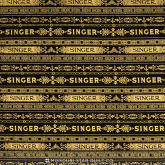 Sewing with Singer - Logo Stripes Black Metallic Yardage