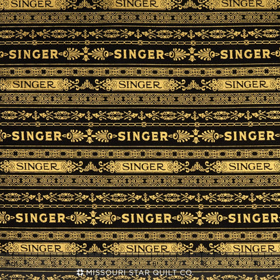 Sewing with Singer - Logo Stripes Black Metallic Yardage