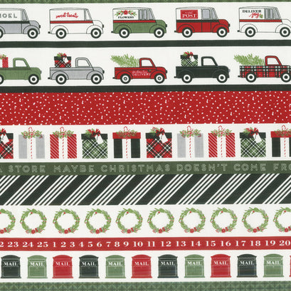 Christmas Delivery - Stripe Black Yardage