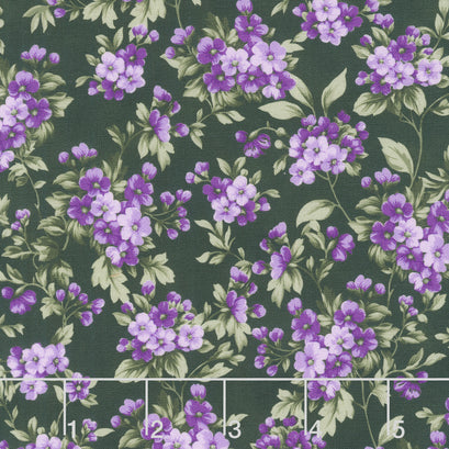 Georgina - Flowers Evergreen Yardage