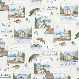 Wake at the Lake - Fishing Cabin Main Tan Yardage Primary Image