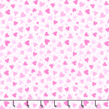 Playtime Flannel - Hearts Pink Yardage Primary Image