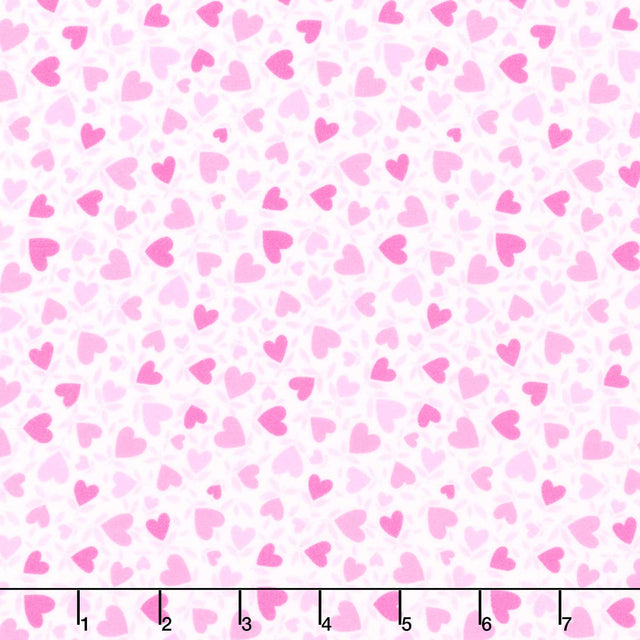 Playtime Flannel - Hearts Pink Yardage Primary Image