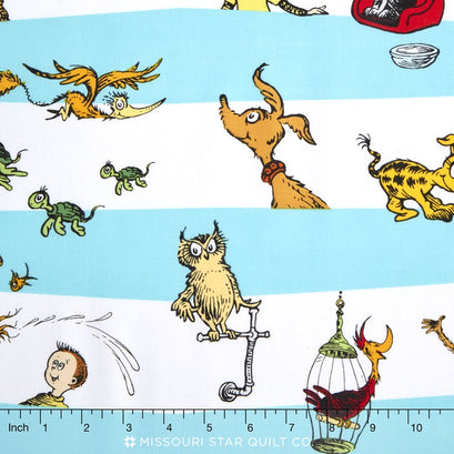 What Pet Should I Get? - Stripes/Animals/Kids/Children Blue Yardage