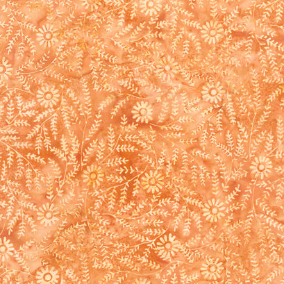 Twilight Batiks - Thyme Daisy Orange Yardage