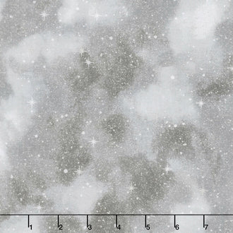 Winter White 3 - Ice Stars Starry Night Metallic Yardage