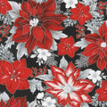 Holiday Flourish 11 - Silver Poinsettias Ebony Metallic Yardage