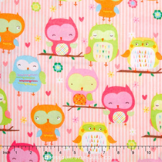 Owl & Co. - Main Pink Flannel Yardage