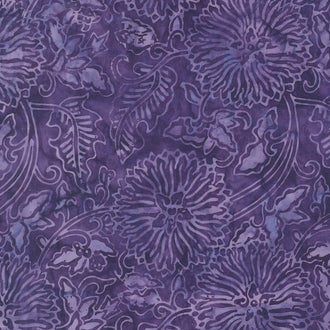 Tonga Batiks - Gecko Chrysanthemum Floral Purple Yardage