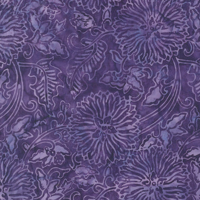Tonga Batiks - Gecko Chrysanthemum Floral Purple Yardage