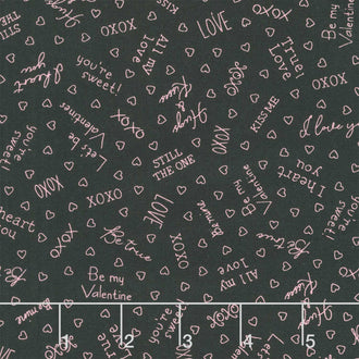 I Heart You - Love Phrases Black Yardage