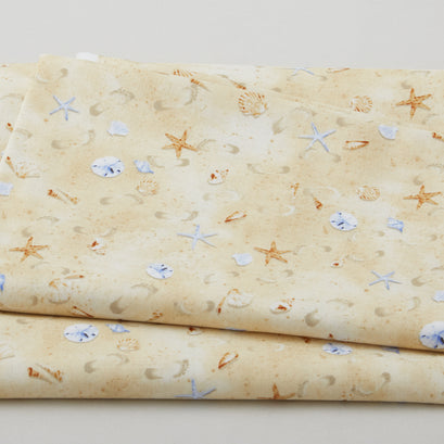 Beach Bound - Footprints on Sand Beige 2 Yard Cut