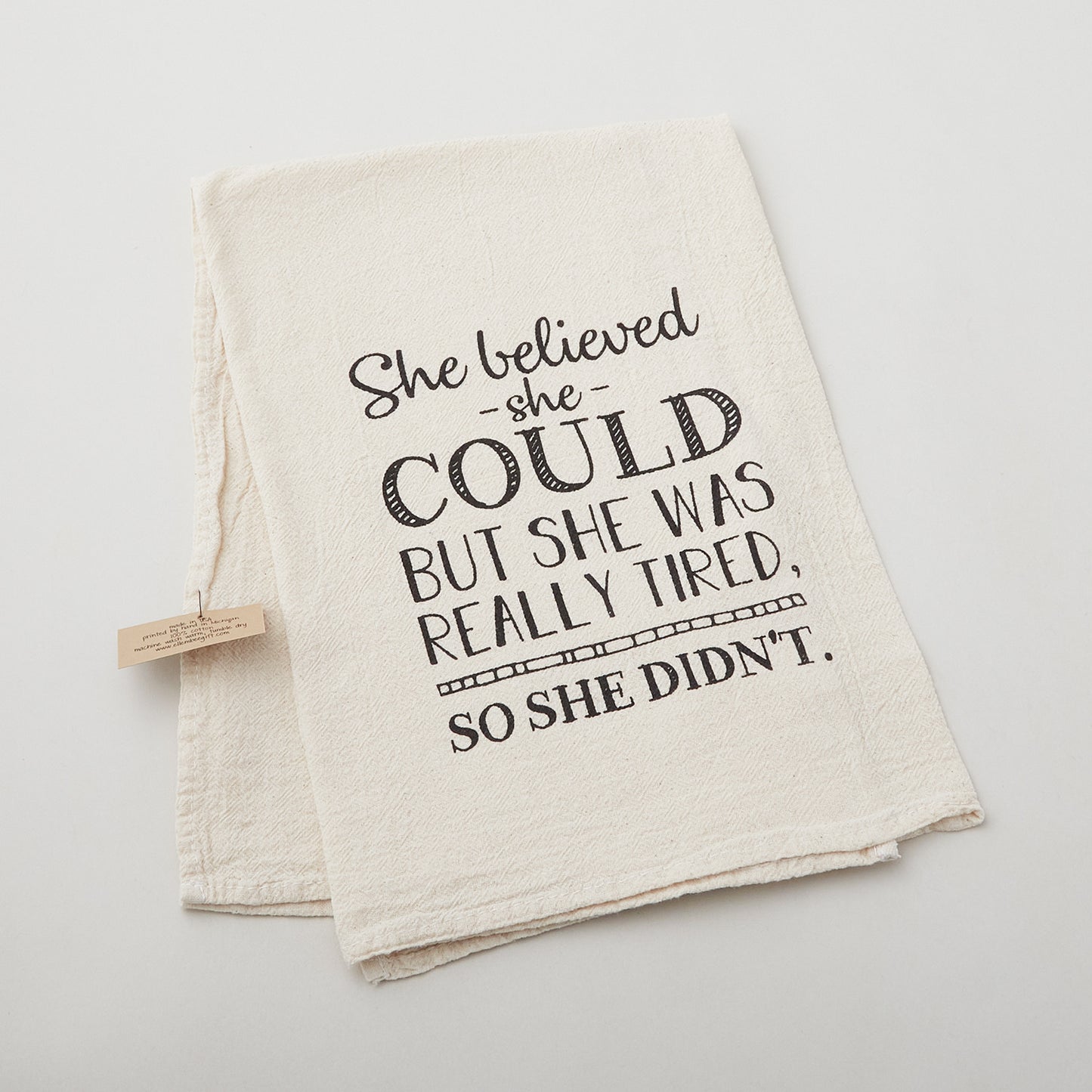 She Believed Kitchen Tea Towel - Natural Primary Image