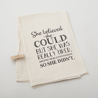 She Believed Kitchen Tea Towel - Natural