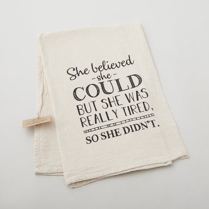 She Believed Kitchen Tea Towel - Natural