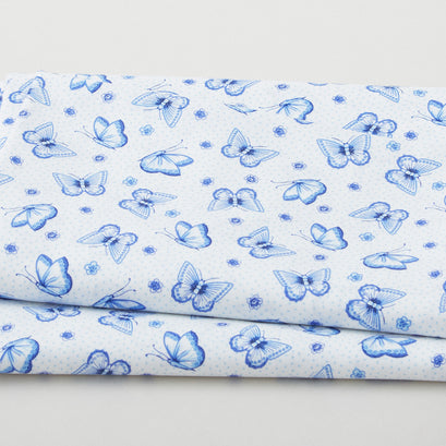 Annablue - Butterflies With Dots White 2 Yard Cut