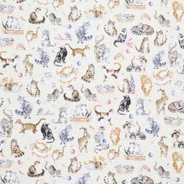 Whiskers & Paws - Cats Directional Cream Yardage Primary Image