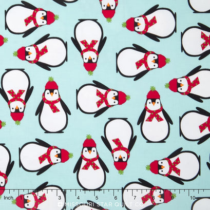 Jingle 4 - Winter Colorstory Penguins Aqua Yardage
