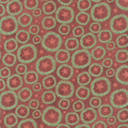 Up on the Housetop - Star Wreaths Cranberry Yardage