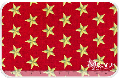American Heroes - Large Star Red Yardage