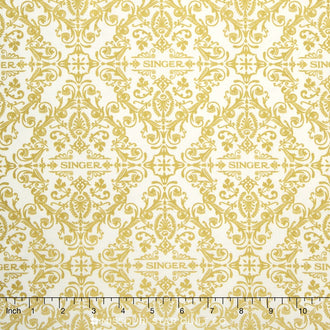 Sewing with Singer - Logo Medallions Ivory Metallic Yardage
