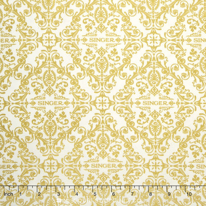 Sewing with Singer - Logo Medallions Ivory Metallic Yardage