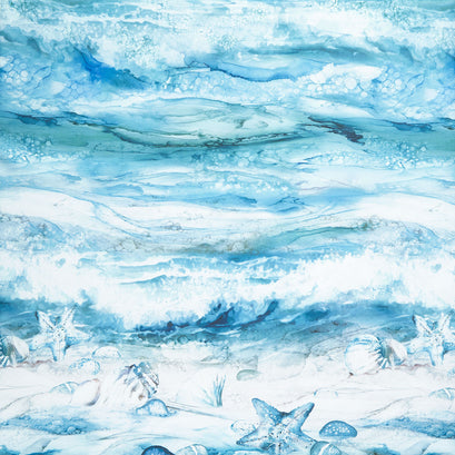 Sea Breeze - Sea Shore Ombre Pale Blue Multi Yardage
