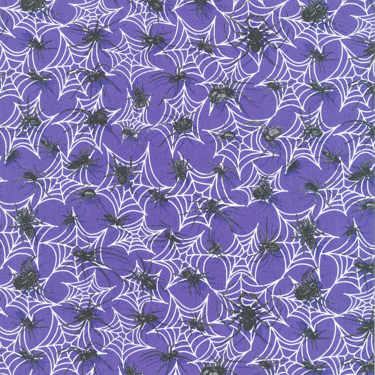 Boo Whoo - Spiders on Webs Purple Black Glow Yardage Primary Image