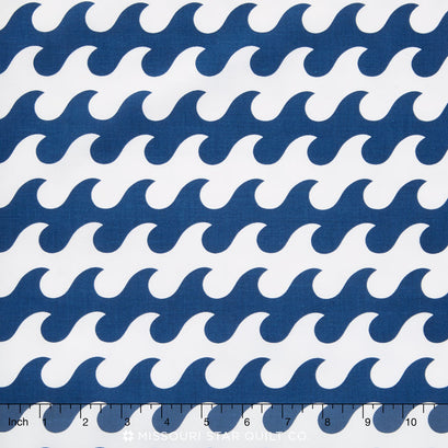 Fly Aweigh - Waves Blue Yardage